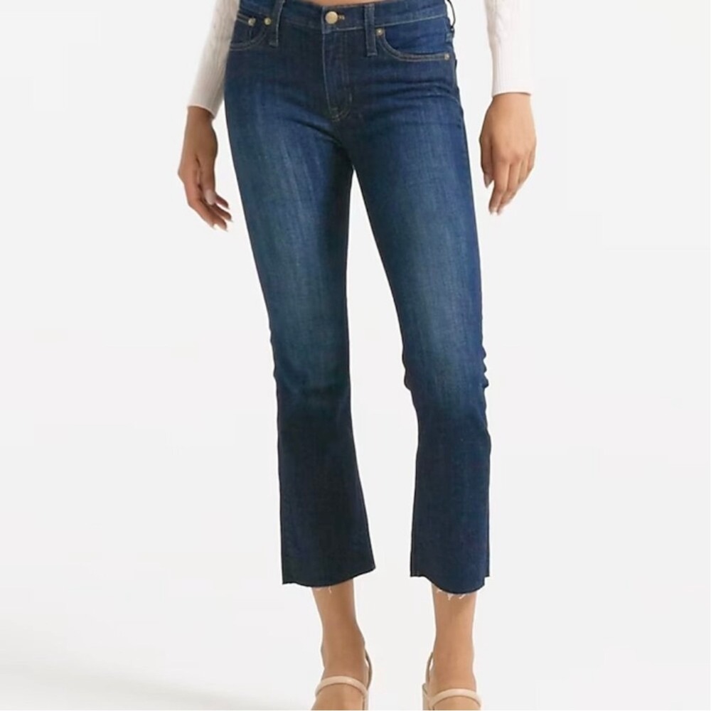 J.Crew Jeans 28 9" Demi-Boot Crop Jeans Dark Wash Raw Hem BT565 Petite Boot